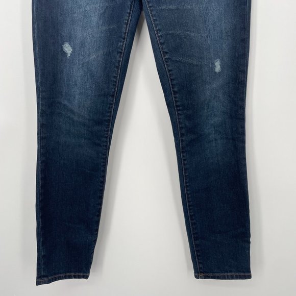 Gap 1969 ALWAYS SKINNY Dark Wash Size 27 Regular Jeans Distressed Womens Midrise - Picture 3 of 6